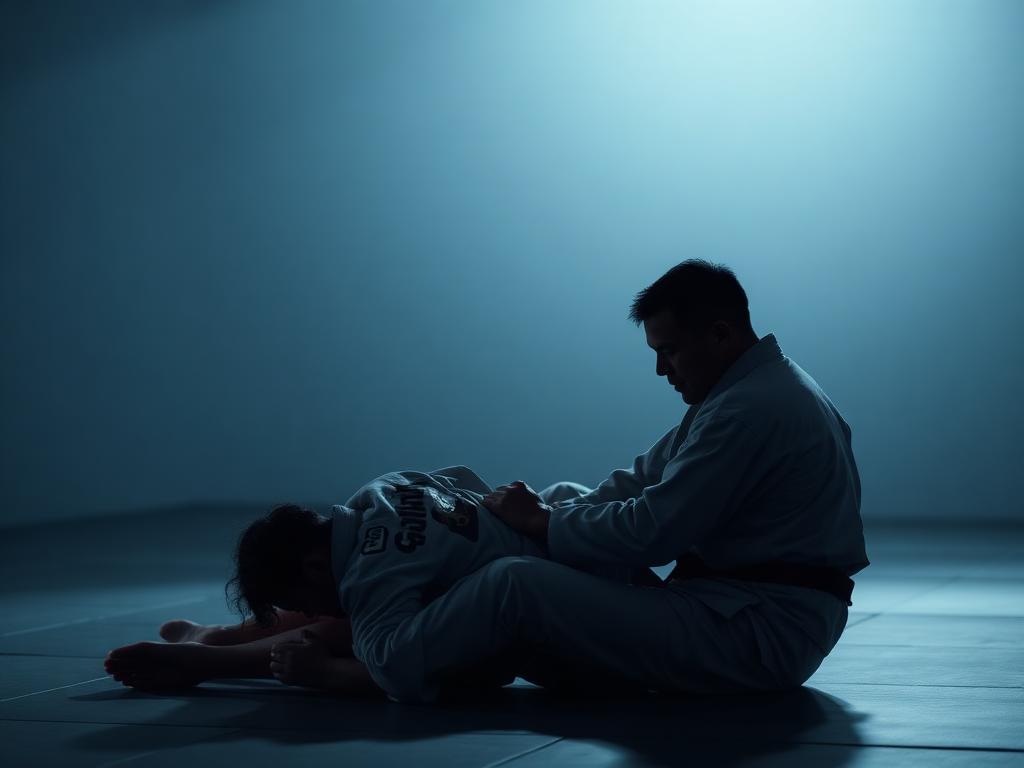 Aula particular de Jiu-Jitsu entre instrutor e aluno